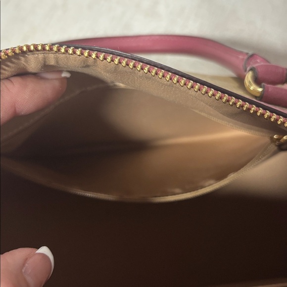 Coach Pink and Tan Heart Print Tote Bag Set - Picture 10 of 11